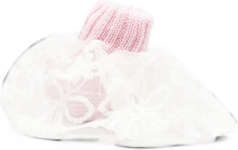 Bébé di Almy lace-trim knitted slippers Roze - Foto 4