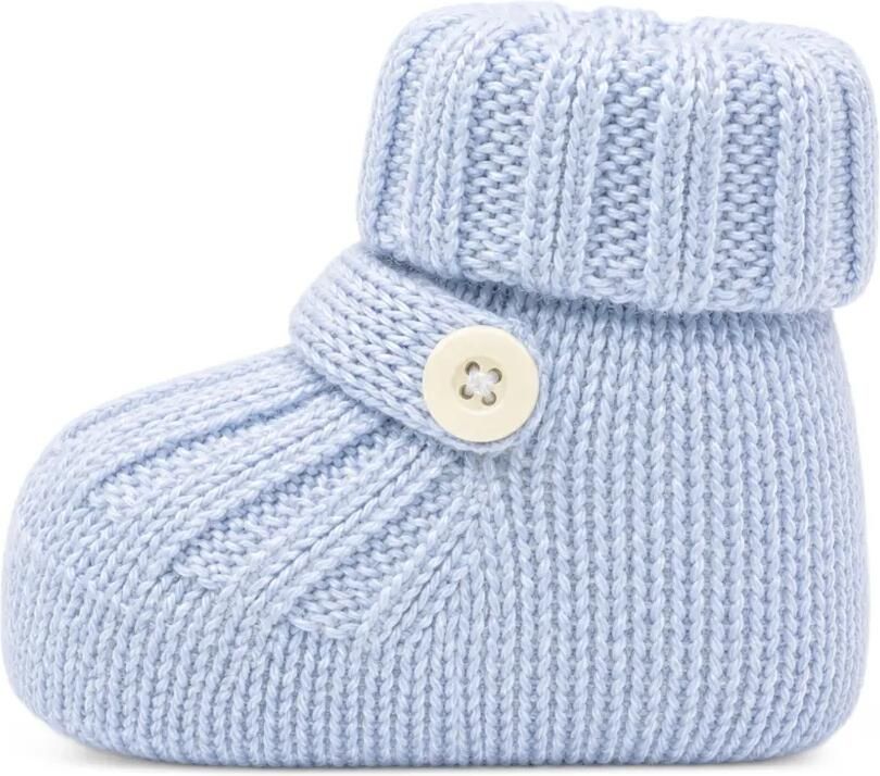 Bébé di Almy Ribgebreide babyschoentjes met knoopbandje Blauw