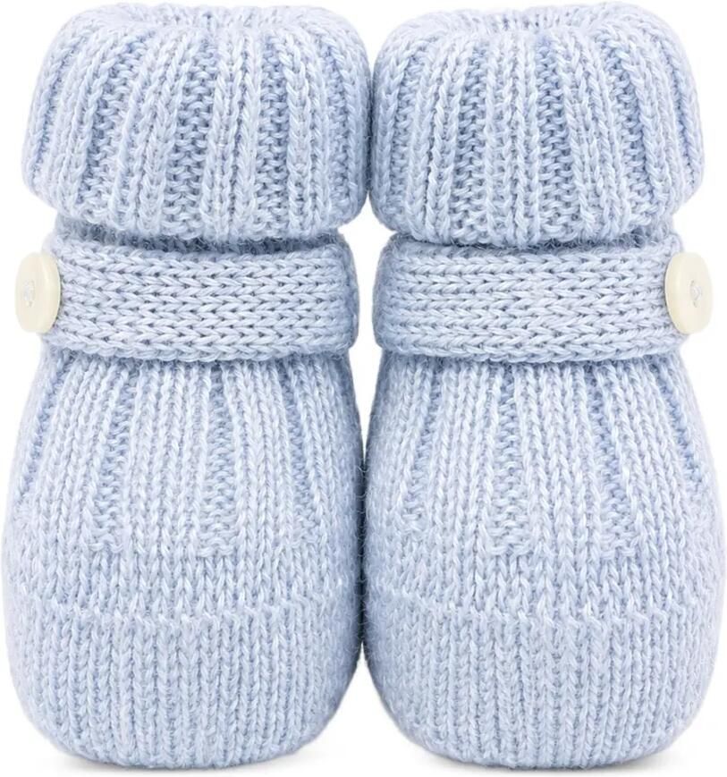 Bébé di Almy Ribgebreide babyschoentjes met knoopbandje Blauw - Foto 2