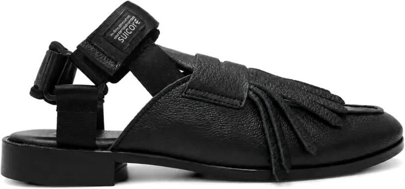 Bed J.W. Ford Suède sandalen Zwart