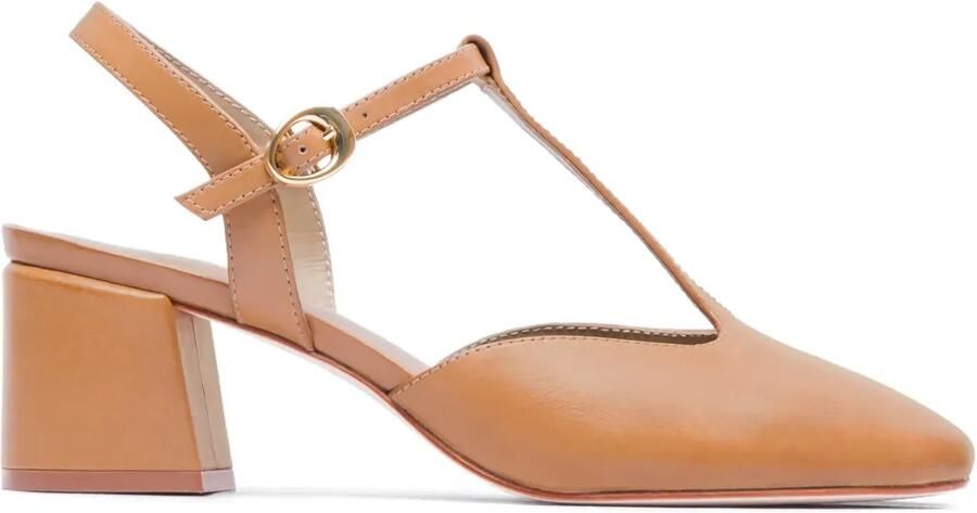 Bernardo 50 mm pumps met blokhak en T-bandje Bruin