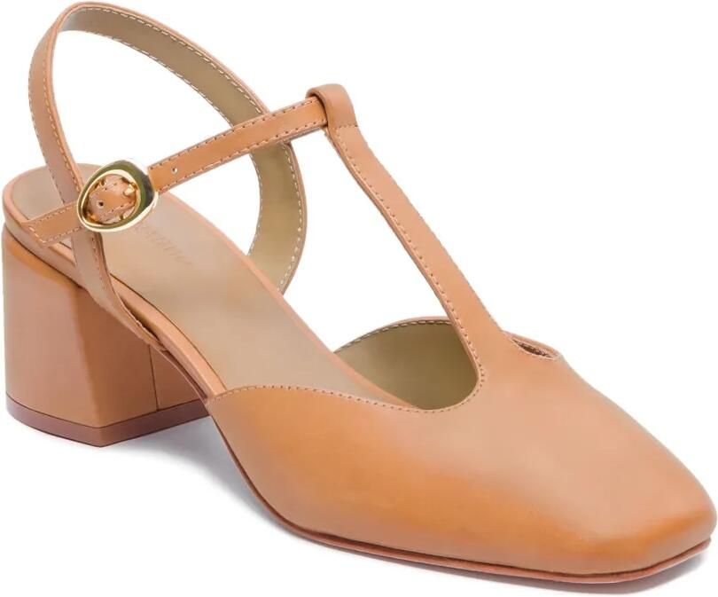 Bernardo 50 mm pumps met blokhak en T-bandje Bruin - Foto 2