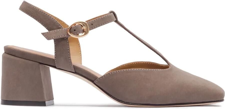 Bernardo 50 mm pumps met blokhak en T-bandje Grijs