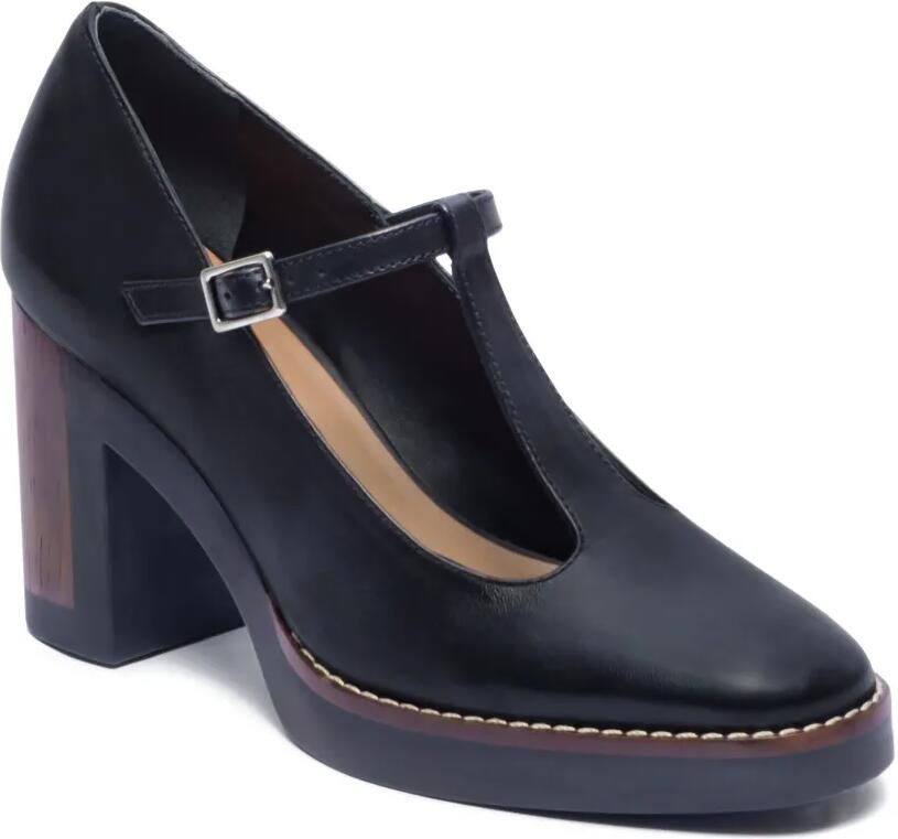 Bernardo 95 mm pumps met blokhak en T-bandje Zwart - Foto 3