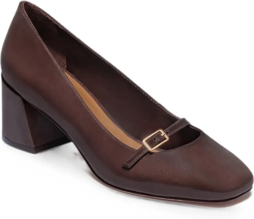 Bernardo Amelie pumps met blokhak en gespbandje Bruin - Foto 2