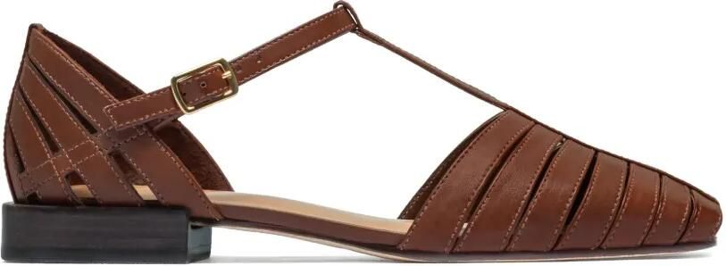 Bernardo Brighton geweven pumps met T-bandje Bruin