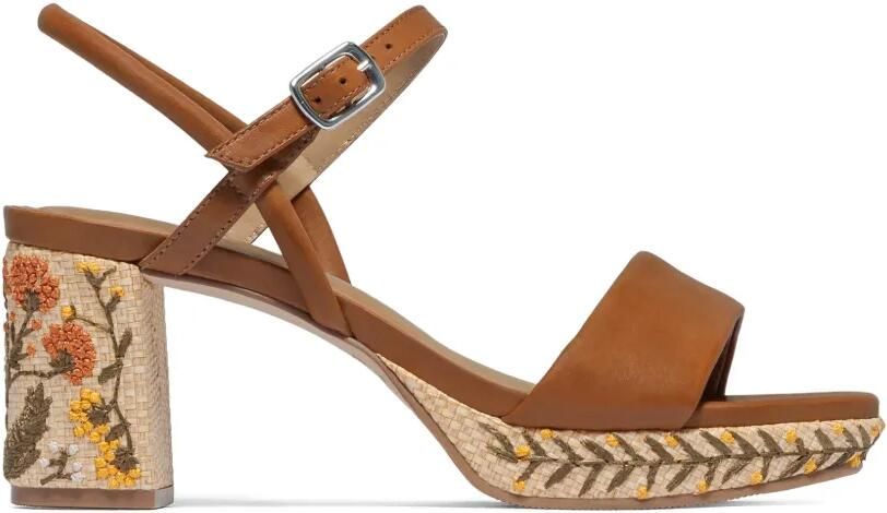 Bernardo Canto sandalen met bloemenprint en blokhak Bruin