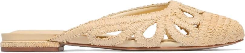 Bernardo Cappadocia raffia muiltjes met uitgesneden details Beige
