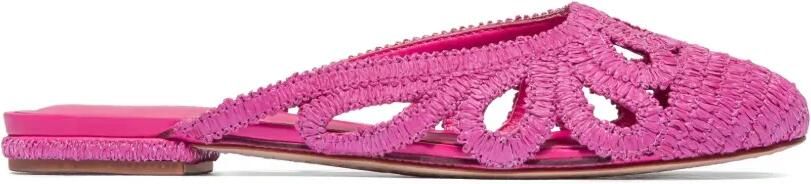 Bernardo Cappadocia raffia muiltjes met uitgesneden details Roze