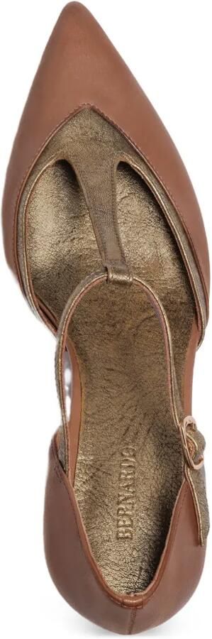 Bernardo Gianna pumps met puntige neus en T-bandje Bruin - Foto 5