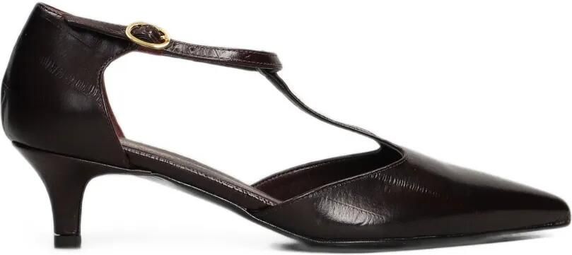 Biancadi T-bar pumps met puntige neus en kitten-hak Rood