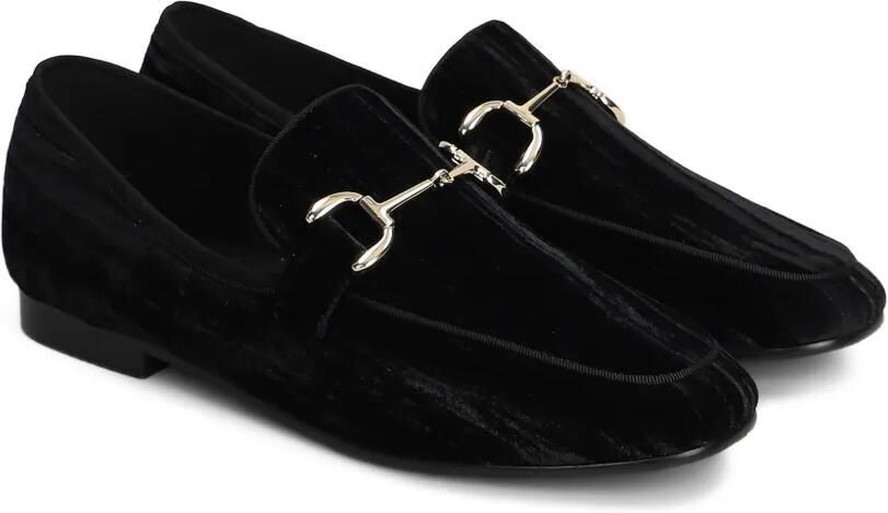 Bibi Lou Ashe fluwelen loafers met horsebitdetail Zwart - Foto 4