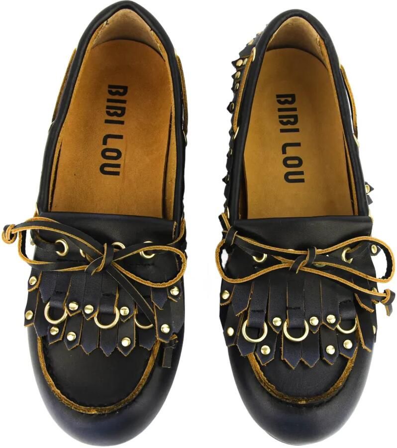 Bibi Lou Aurelie leren loafers met franje Zwart - Foto 2