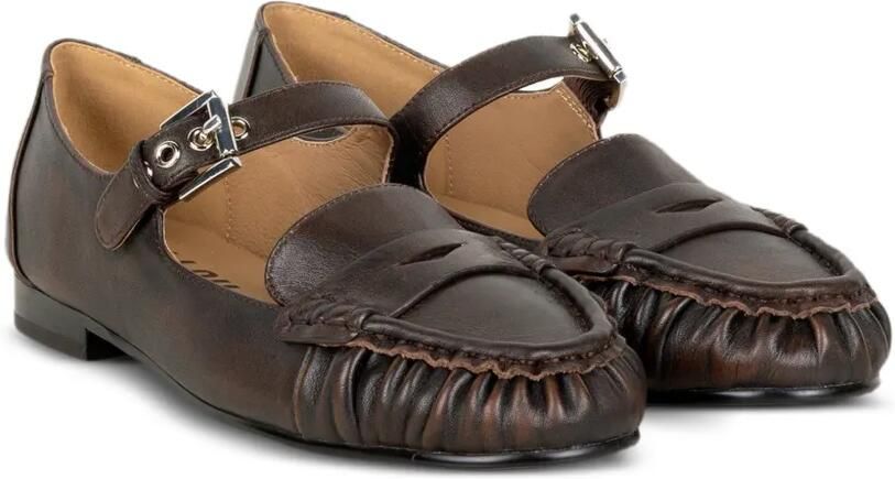 Bibi Lou buckled ruched ballet flats Bruin - Foto 3