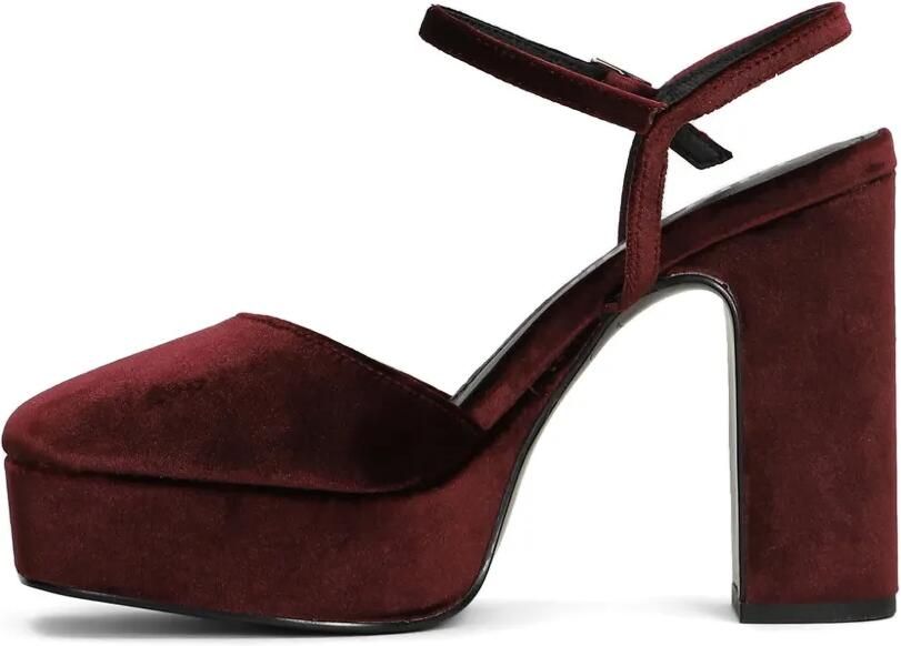 Bibi Lou Fluwelen pumps met vierkante neus en hak Rood