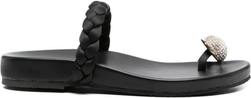 Bibi Lou Gevlochten sandalen verfraaid met kristallen Zwart