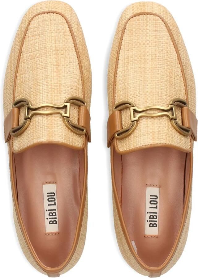 Bibi Lou Geweven loafers met schakelketting Beige