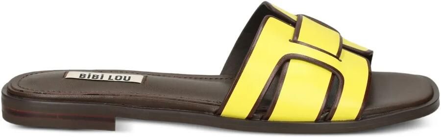 Bibi Lou Leren sandalen met H-bandje Geel