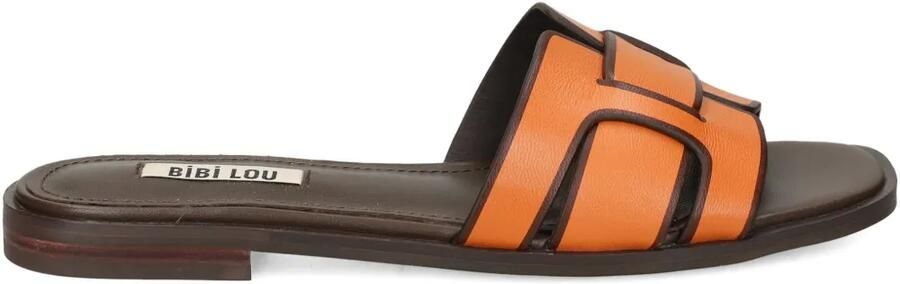 Bibi Lou Leren sandalen met H-bandje Oranje