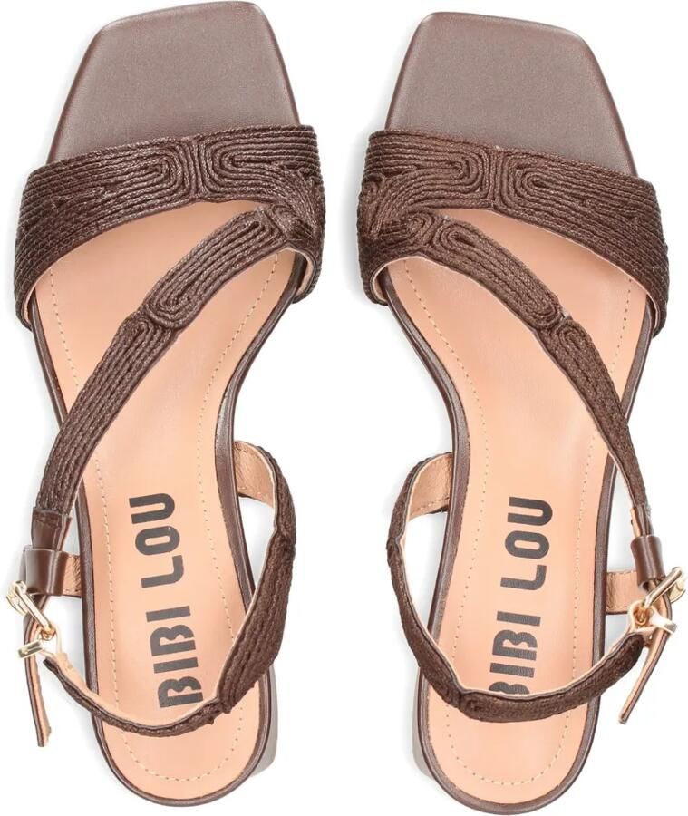 Bibi Lou Lipe sandalen met geborduurde band en blokhak Bruin