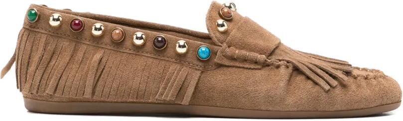 Bibi Lou Loafers met franje afwerking en studs Beige