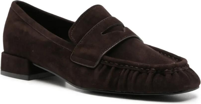Bibi Lou Lyra suède loafers met ruches Bruin - Foto 2