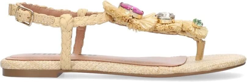 Bibi Lou Vavin raffia sandalen verfraaid met kristallen Beige