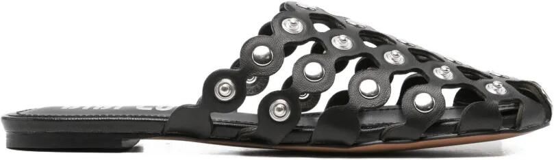 Bibi Lou Verfraaide leren slippers Zwart