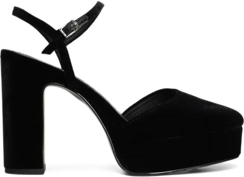 Bibi Lou Ziel velvet-texture platform pumps Zwart