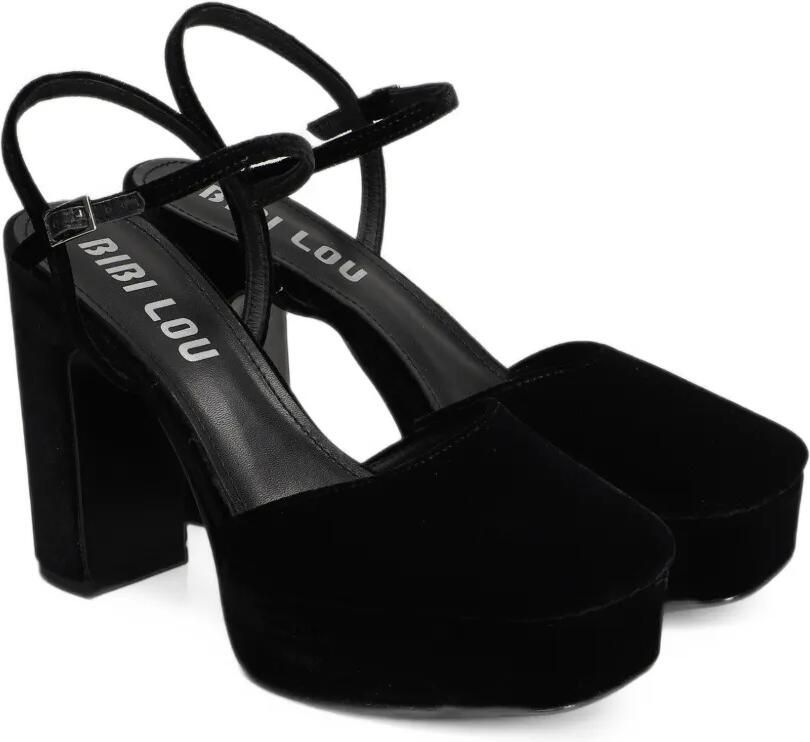 Bibi Lou Ziel velvet-texture platform pumps Zwart - Foto 3