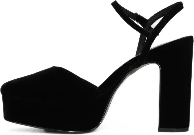 Bibi Lou Ziel velvet-texture platform pumps Zwart - Foto 4