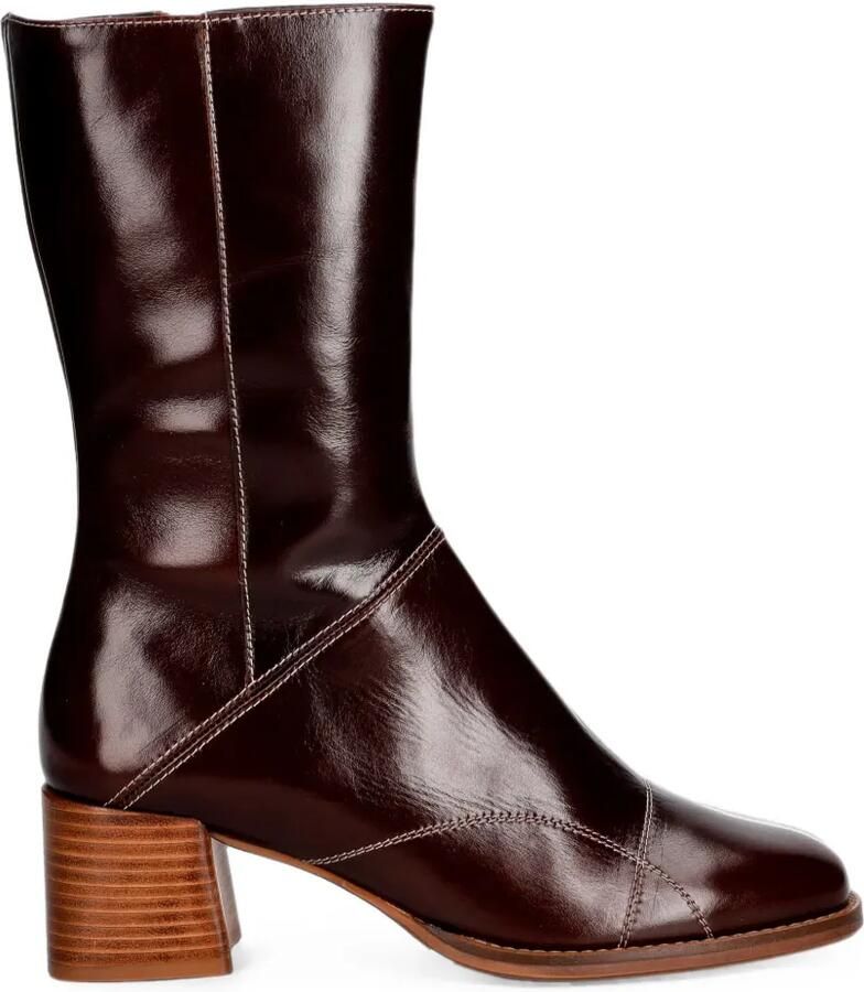 BILLI BI B1300 leren laarzen met contrasterende stiksels Bruin