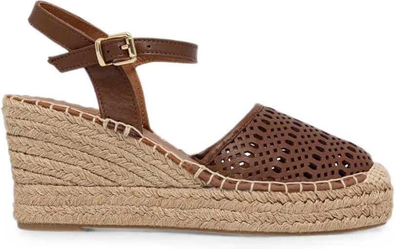 BILLI BI Espadrilles met sleehak en geperforeerde details Bruin