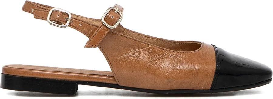 BILLI BI Slingback ballerina's met bewerkte neus Bruin