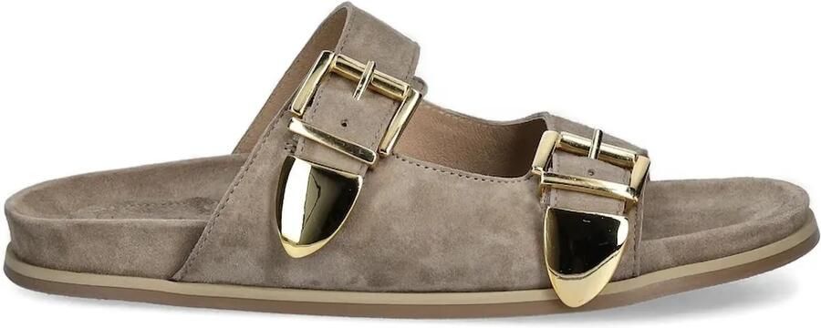 BILLI BI Suède sandalen met dubbele gesp Beige