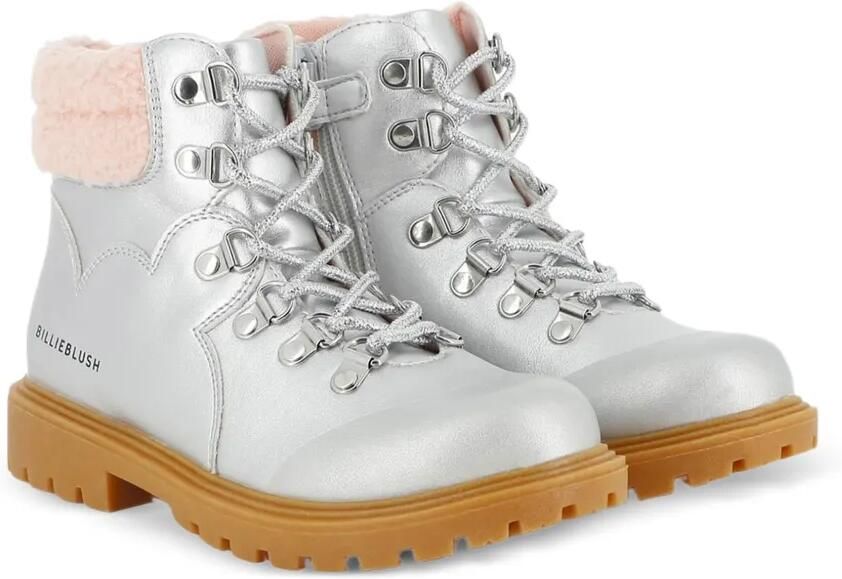Billieblush Enkellaarzen met sherpa afwerking en veters Zilver