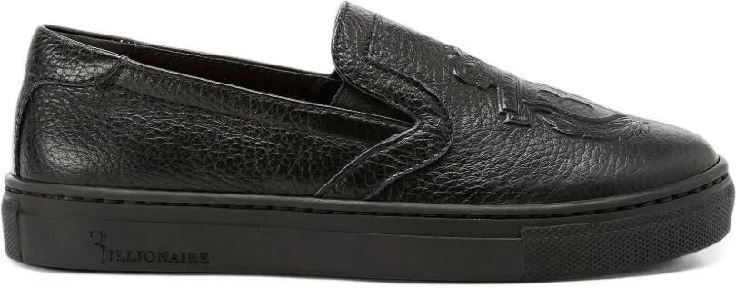 Billionaire Claude crest-embossed leather slip on sneakers Zwart - Foto 5
