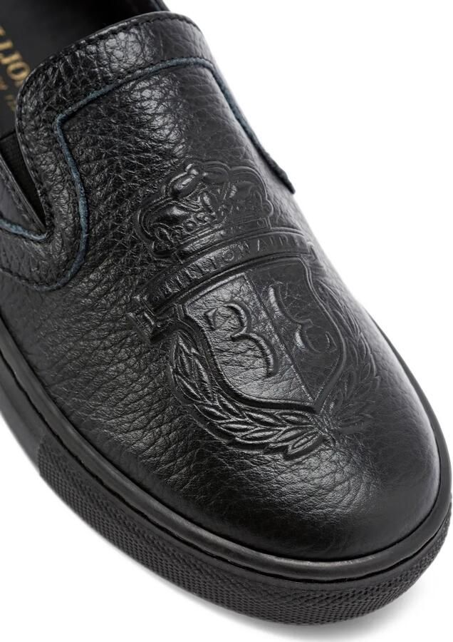 Billionaire Claude crest-embossed leather slip on sneakers Zwart - Foto 4