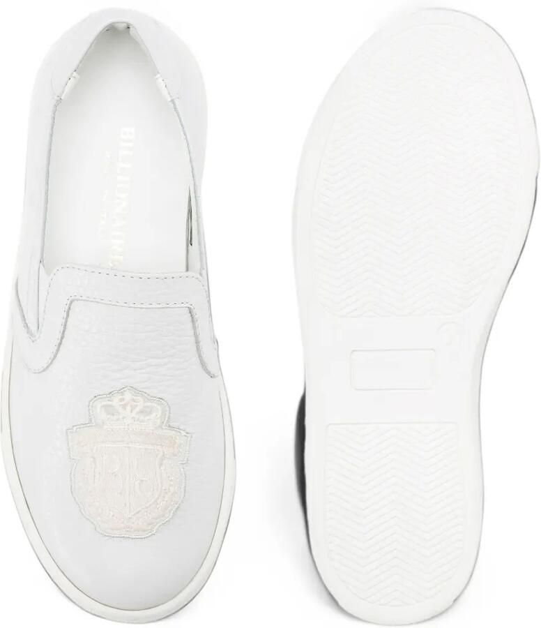 Billionaire Kevin logo-patch leather slip on sneakers Wit - Foto 3