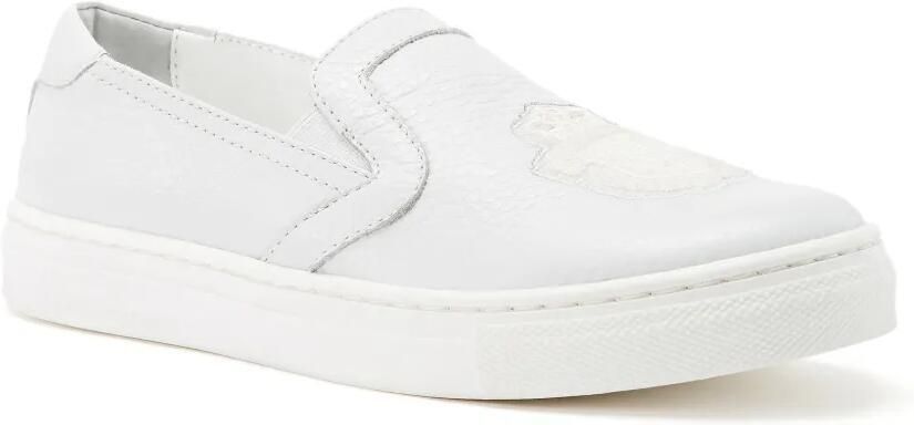 Billionaire Kevin leren slip-on sneakers met logo-patch Wit