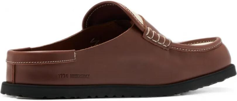 BIRKENSTOCK 1774 Naples canvas loafers met leren afwerking Bruin - Foto 4