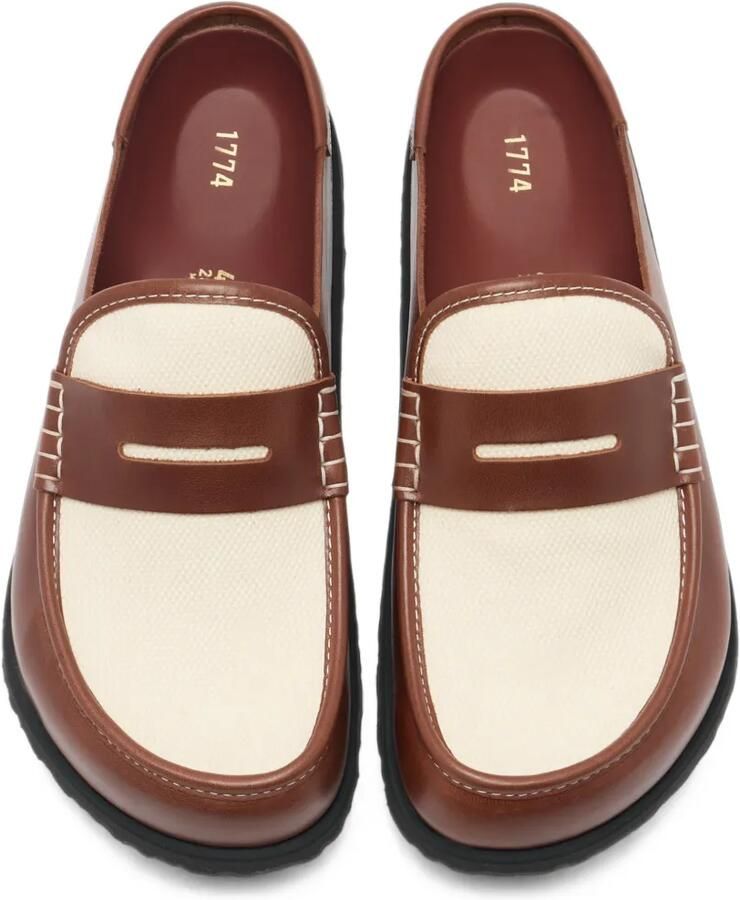 BIRKENSTOCK 1774 Naples canvas loafers met leren afwerking Bruin - Foto 2