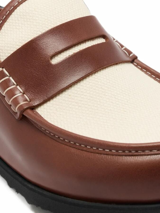 BIRKENSTOCK 1774 Naples canvas loafers met leren afwerking Bruin - Foto 3