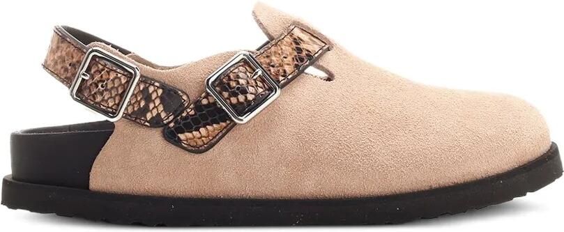 BIRKENSTOCK 1774 Tokio II muiltjes met slangenleer-effect Beige