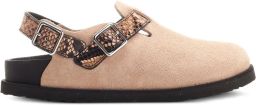 BIRKENSTOCK 1774 Tokio II muiltjes met slangenleer-effect Beige