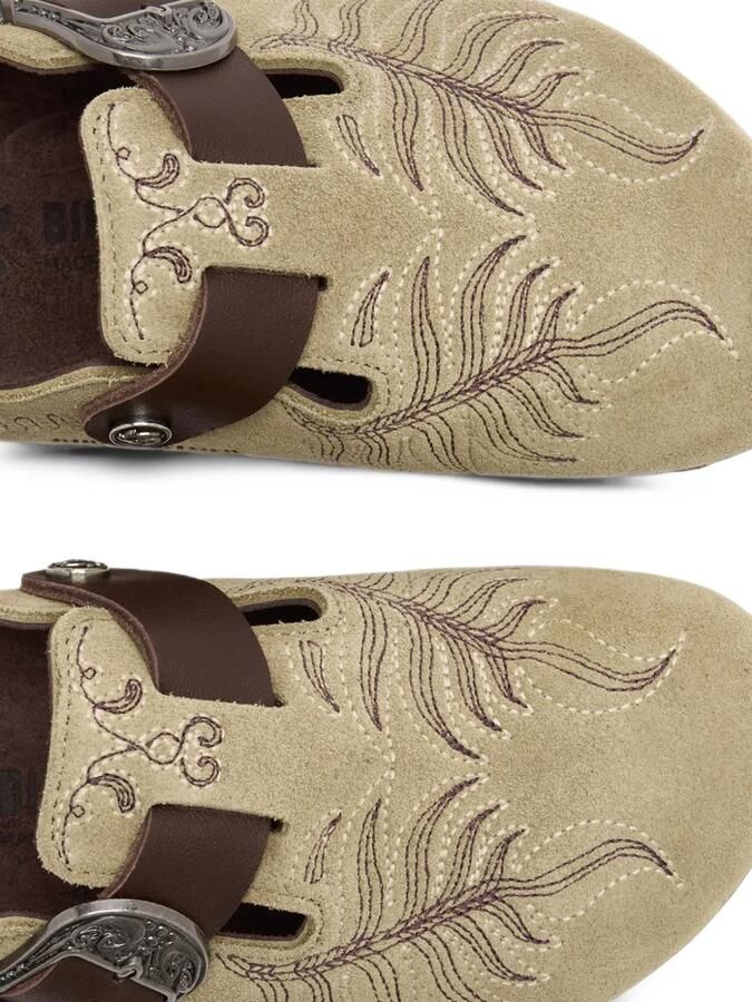 BIRKENSTOCK 1774 x ETRO Boston embroidered buckle-fastening mules Beige - Foto 3