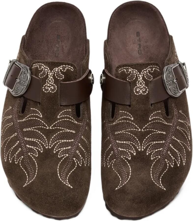 BIRKENSTOCK 1774 x ETRO Boston embroidered buckle-fastening sandals Bruin - Foto 2