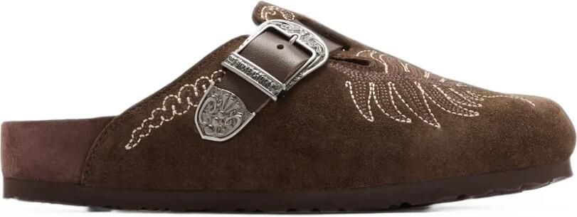 BIRKENSTOCK 1774 x ETRO Boston embroidered buckle-fastening sandals Bruin - Foto 4