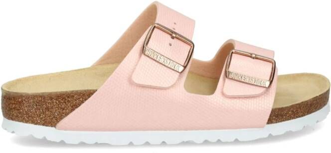 Birkenstock Arizona Birko-Flor slippers met gesp Roze