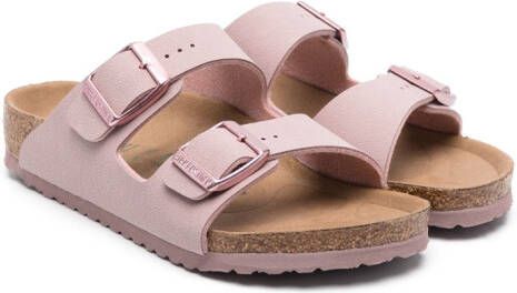 Birkenstock Arizona teenslippers met dubbele gesp Roze Schoenen